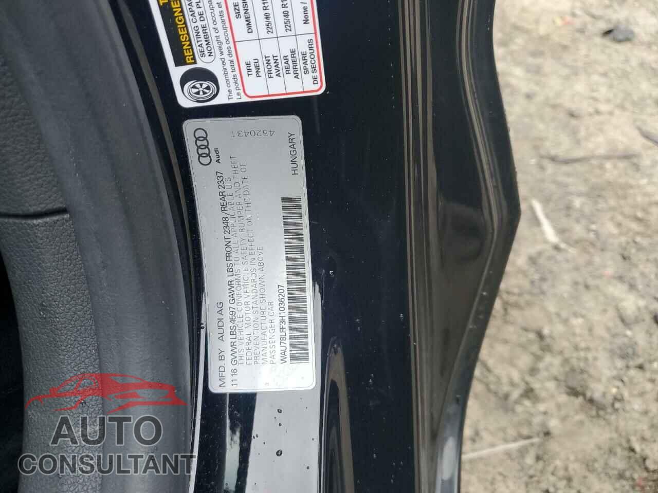 AUDI A3 2017 - WAU78LFF3H1036207