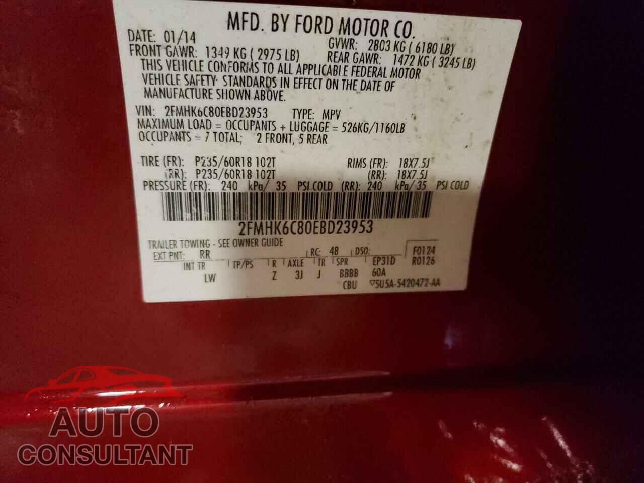 FORD FLEX 2014 - 2FMHK6C80EBD23953