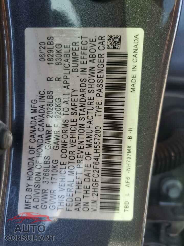 HONDA CIVIC 2020 - 2HGFC2F64LH557200