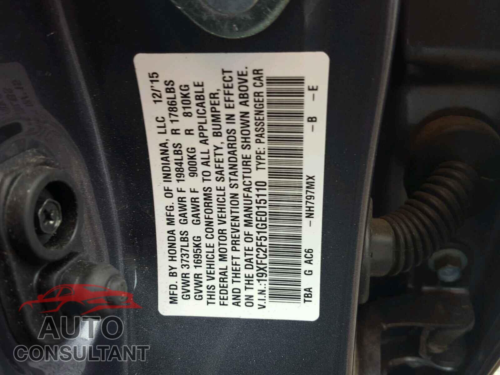 HONDA CIVIC LX 2016 - 19XFC2F51GE015110