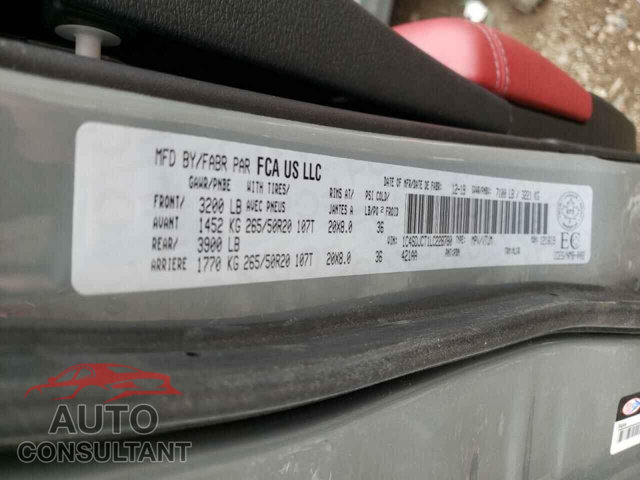 DODGE DURANGO 2020 - 1C4SDJCT1LC228780