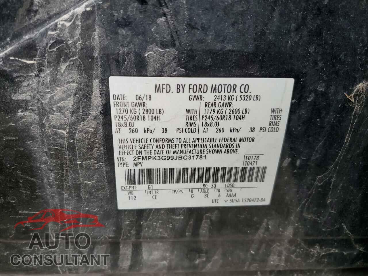 FORD EDGE 2018 - 2FMPK3G99JBC31781