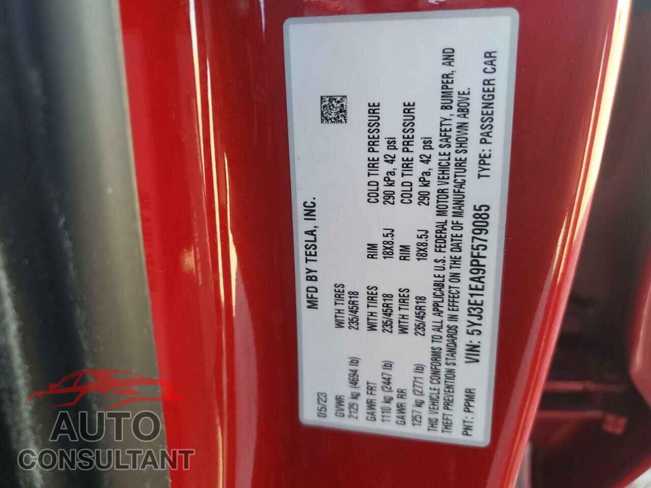 TESLA MODEL 3 2023 - 5YJ3E1EA9PF579085