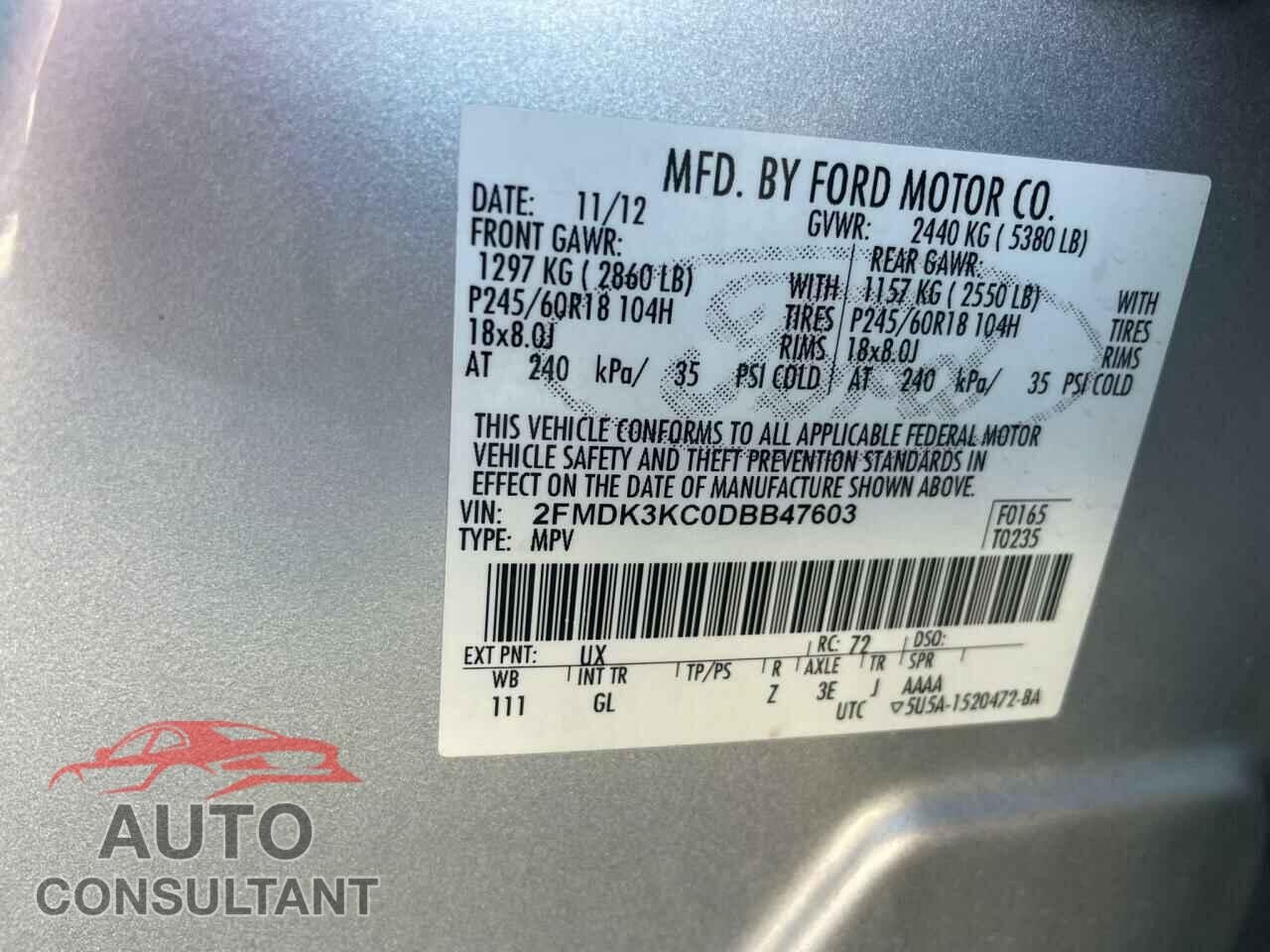 FORD EDGE 2013 - 2FMDK3KC0DBB47603