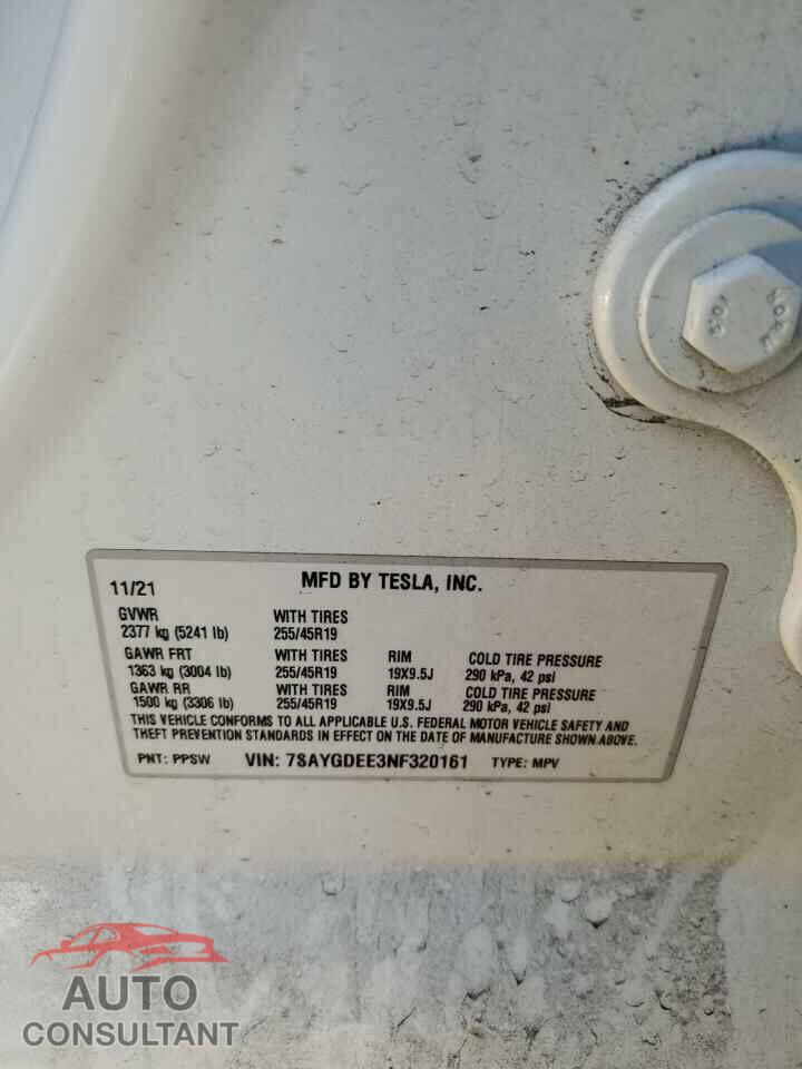 TESLA MODEL Y 2022 - 7SAYGDEE3NF320161