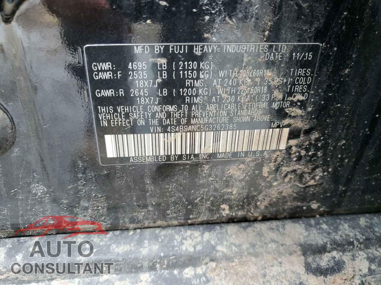 SUBARU OUTBACK 2016 - 4S4BSANC5G3262385