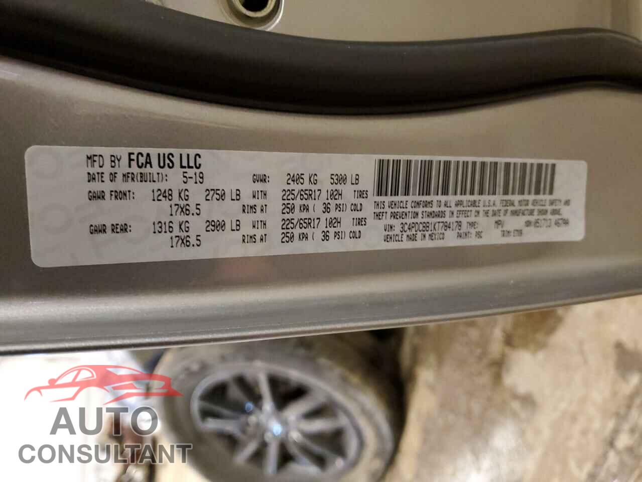 DODGE JOURNEY 2019 - 3C4PDCBB1KT784178