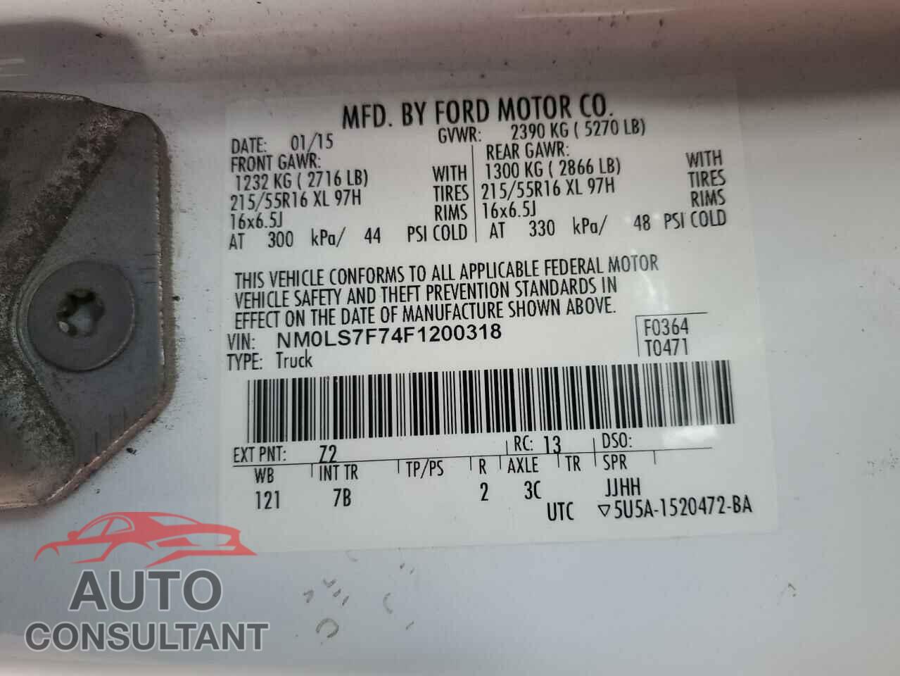 FORD TRANSIT 2015 - NM0LS7F74F1200318