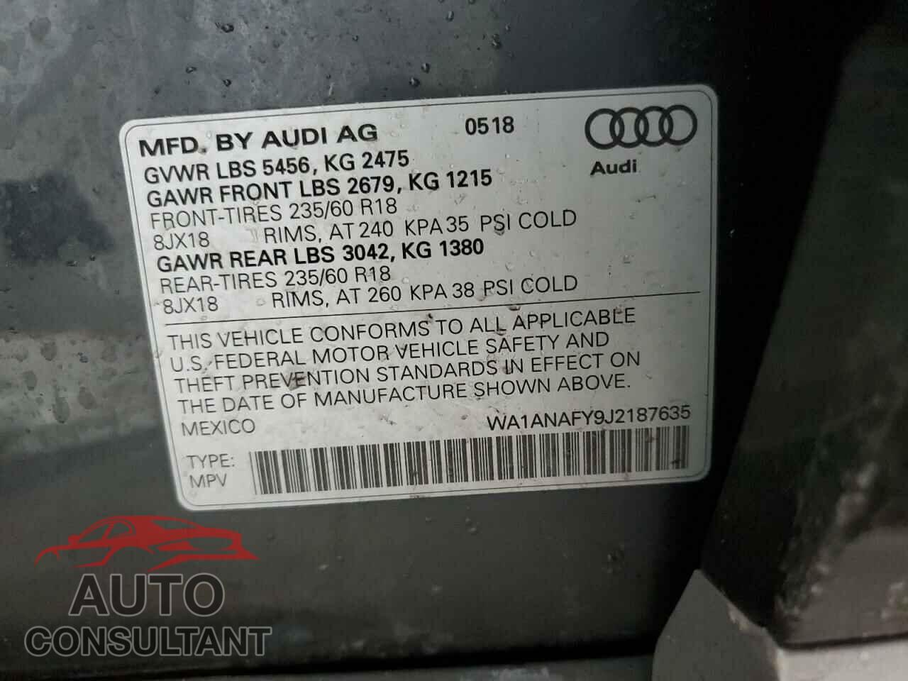 AUDI Q5 2018 - WA1ANAFY9J2187635