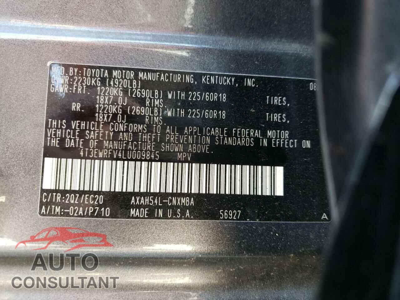 TOYOTA RAV4 2020 - 4T3EWRFV4LU009845
