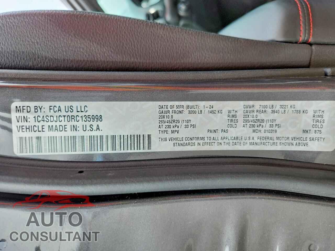 DODGE DURANGO 2024 - 1C4SDJCT0RC135998