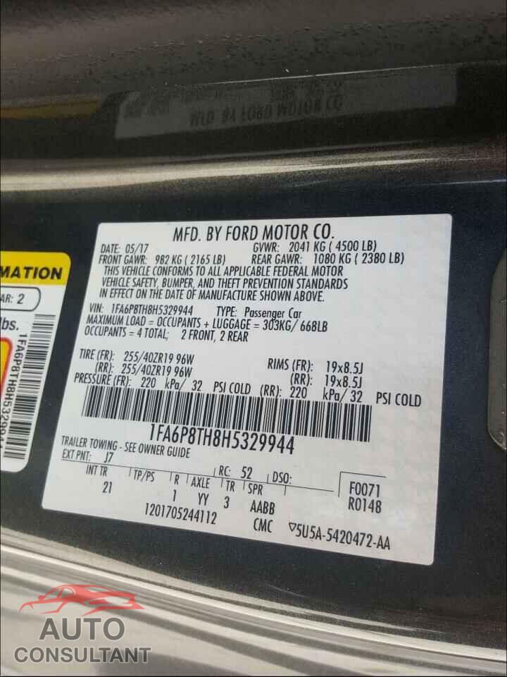 FORD MUSTANG 2017 - 1FA6P8TH8H5329944