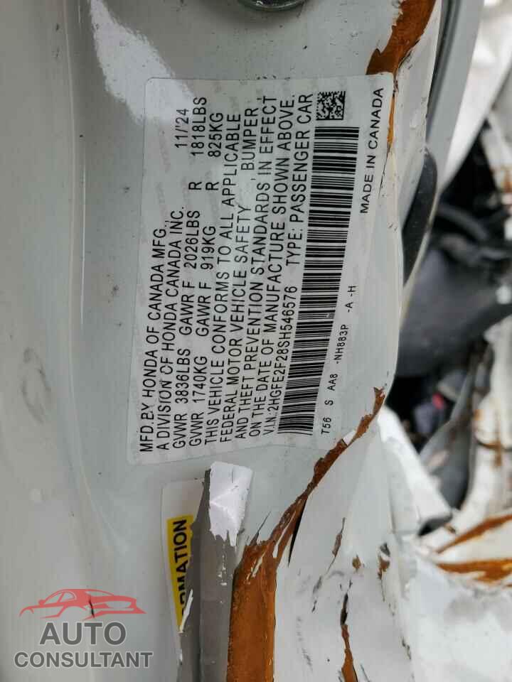 HONDA CIVIC 2025 - 2HGFE2F28SH546576