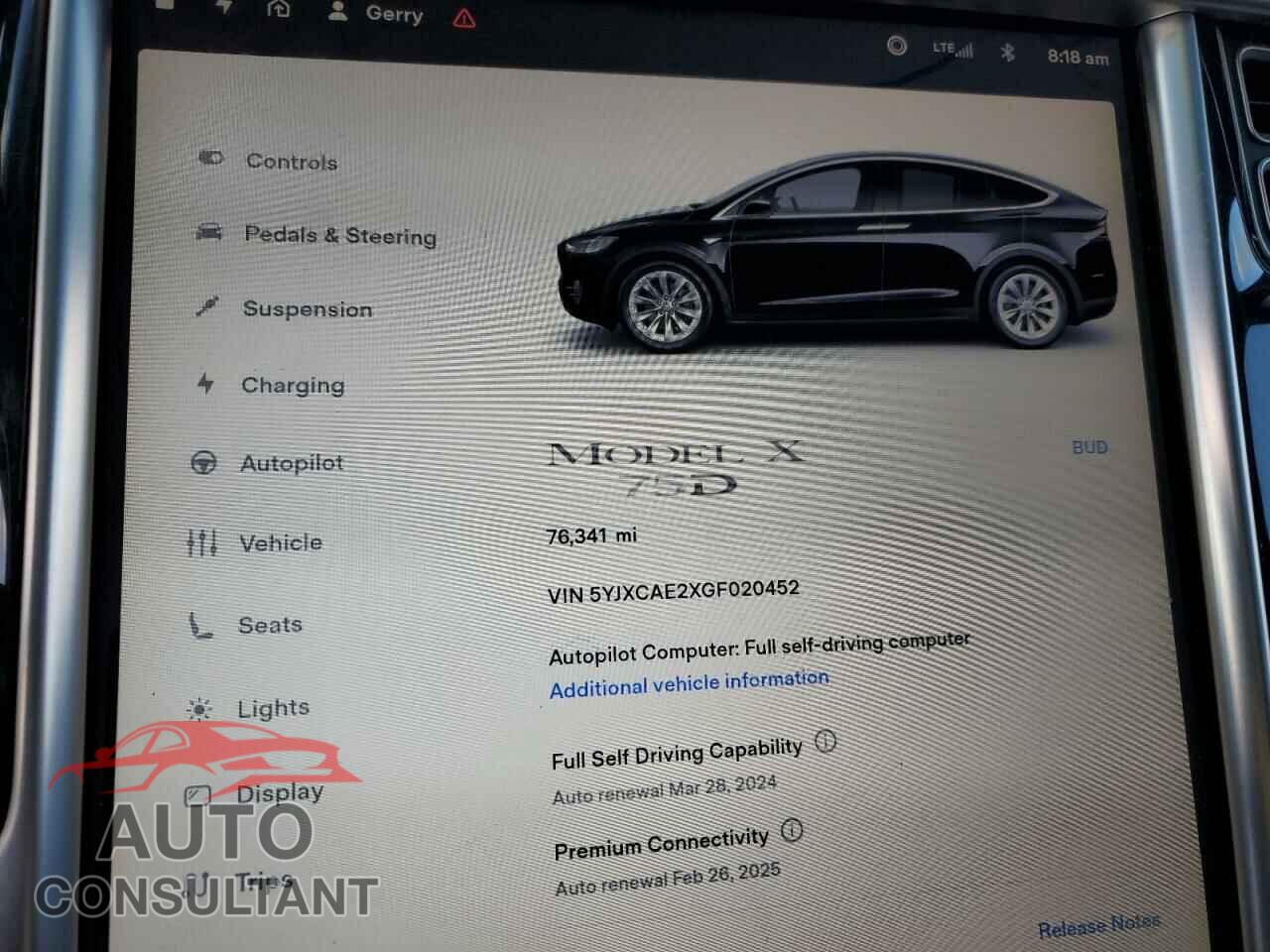 TESLA MODEL X 2016 - 5YJXCAE2XGF020452