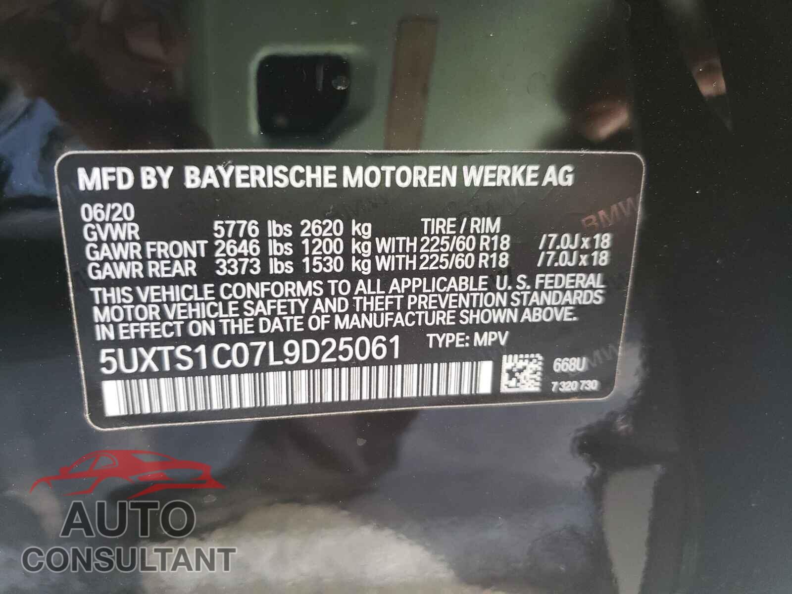 BMW X3 2020 - 5UXTS1C07L9D25061