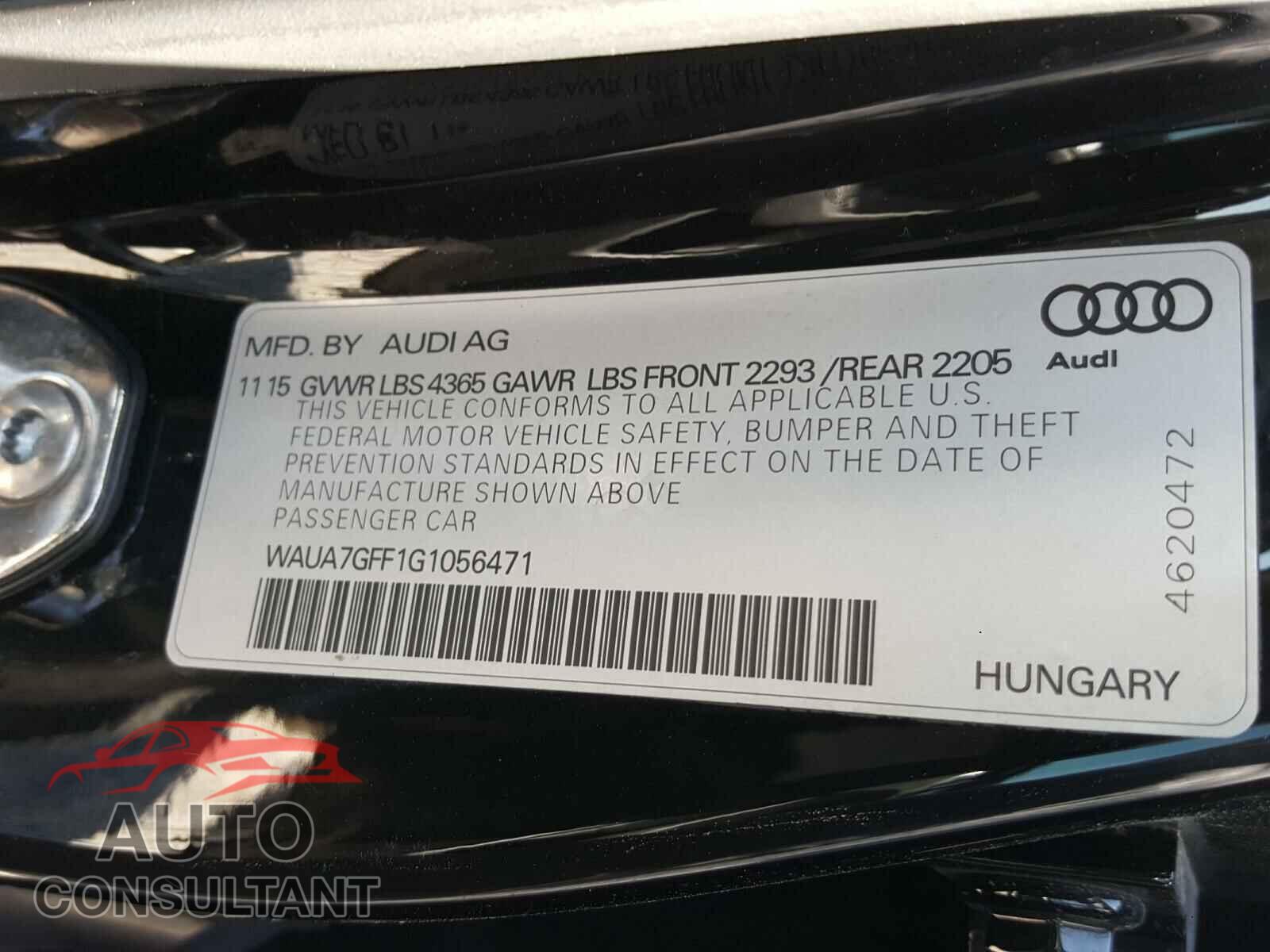 AUDI A3 2016 - WAUA7GFF1G1056471