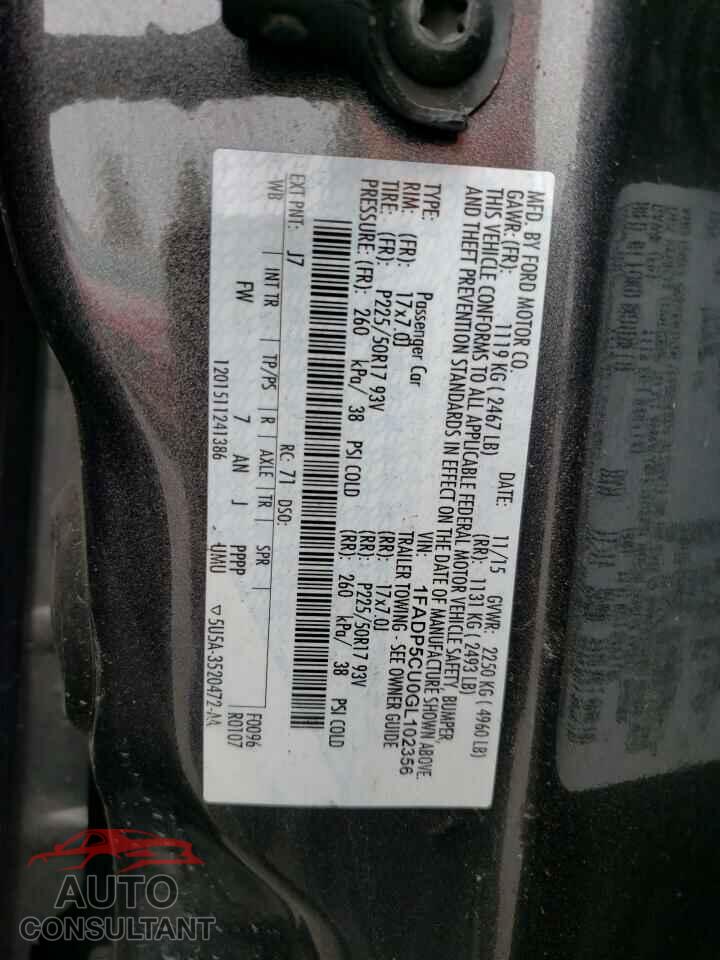 FORD CMAX 2016 - 1FADP5CU0GL102356