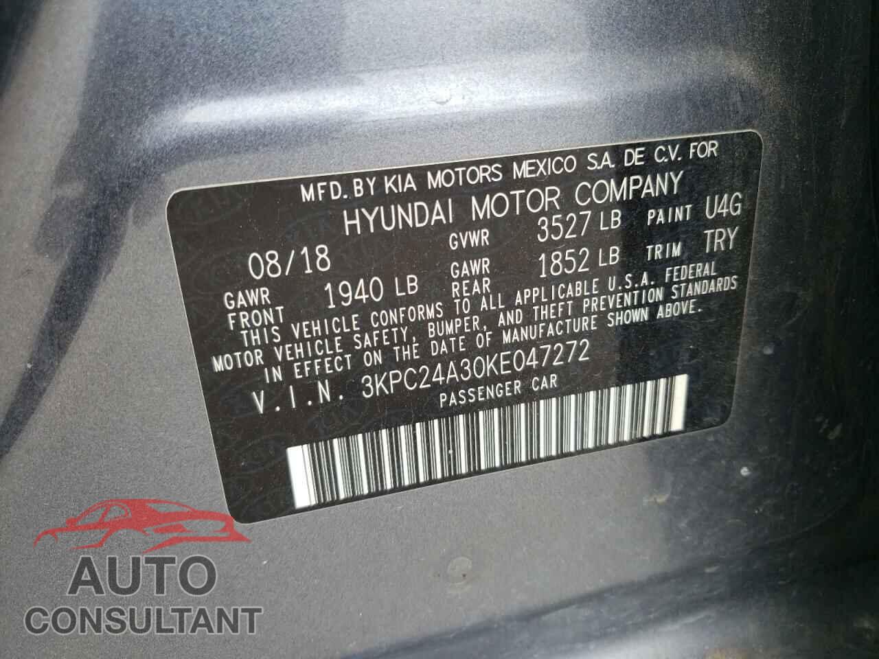 HYUNDAI ACCENT 2019 - 3KPC24A30KE047272