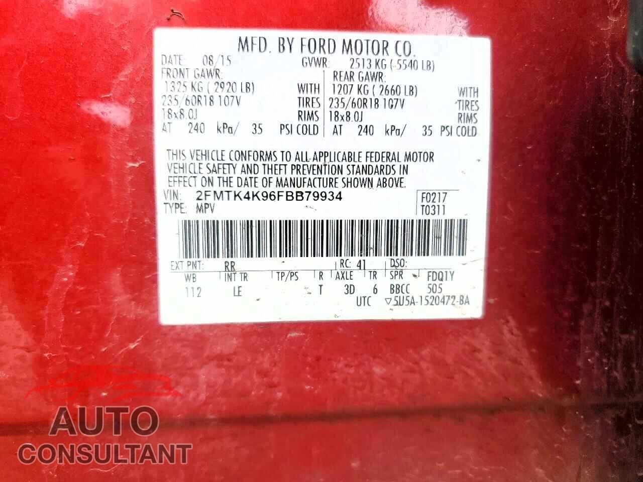 FORD EDGE 2015 - 2FMTK4K96FBB79934
