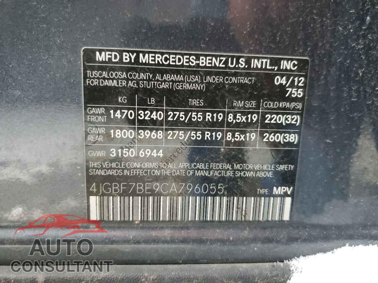 MERCEDES-BENZ GL-CLASS 2012 - 4JGBF7BE9CA796055