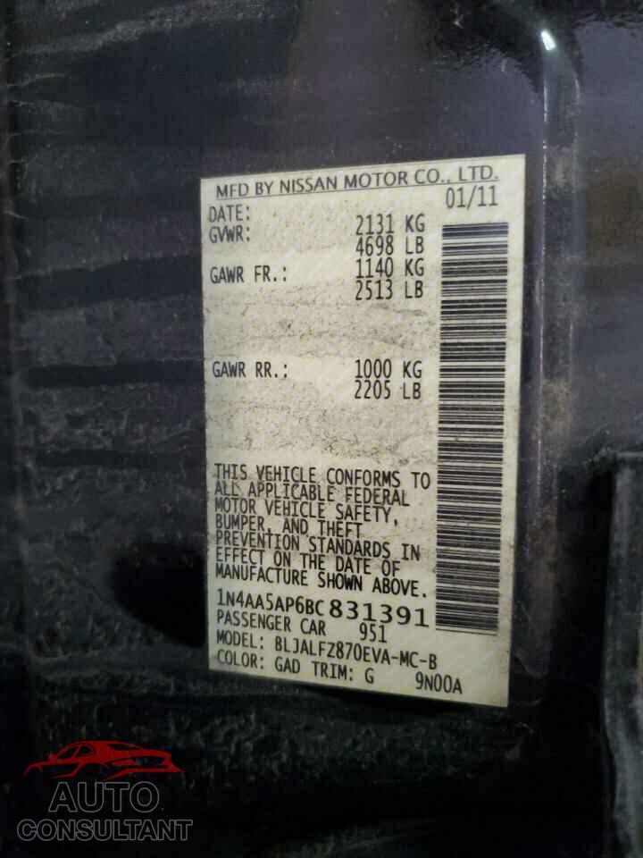 NISSAN MAXIMA 2011 - 1N4AA5AP6BC831391