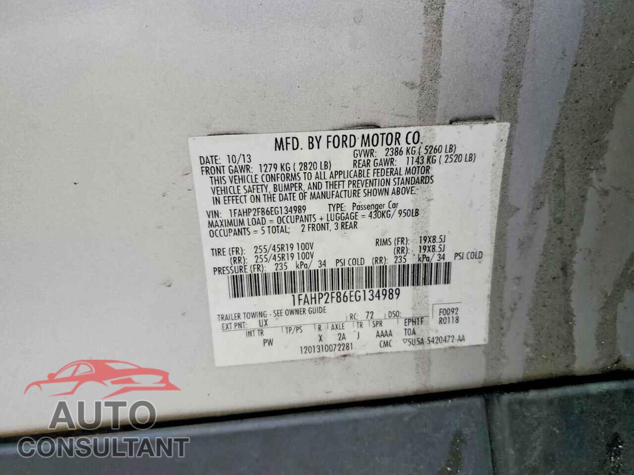 FORD TAURUS 2014 - 1FAHP2F86EG134989