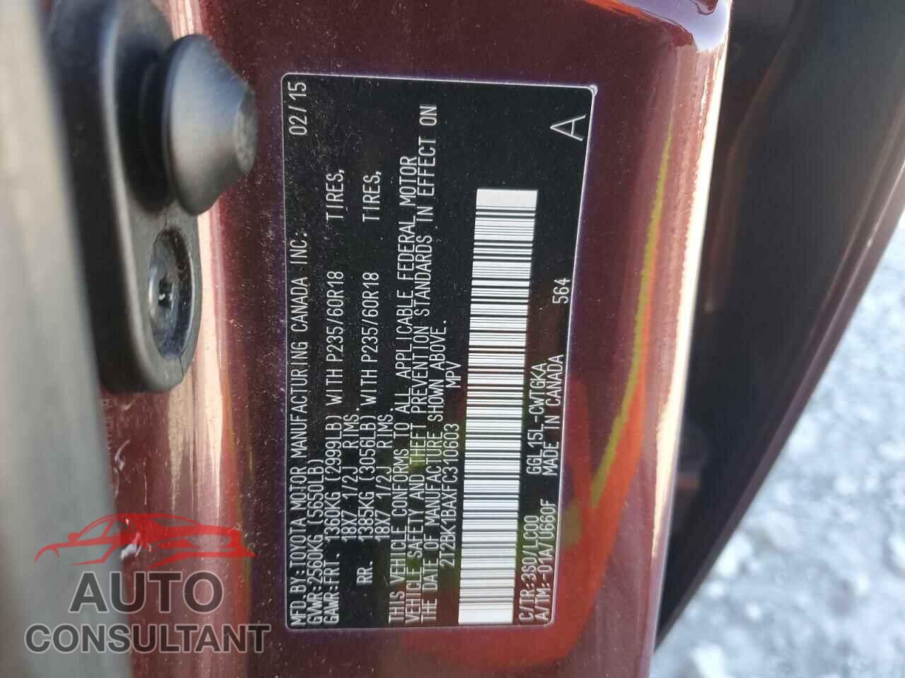 LEXUS RX350 2015 - 2T2BK1BAXFC310603