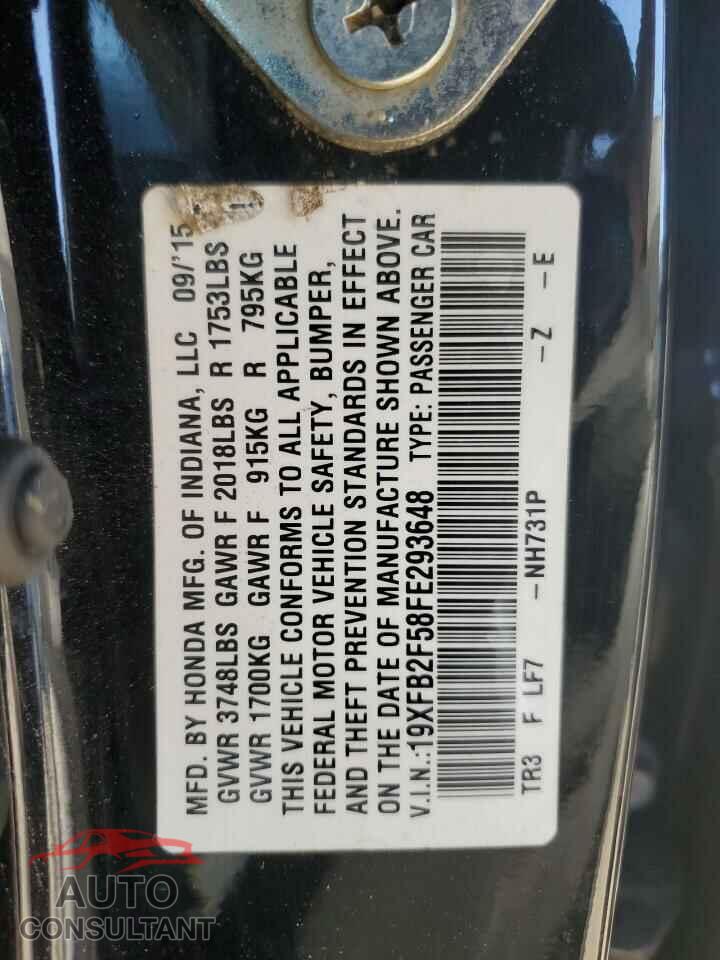 HONDA CIVIC 2015 - 19XFB2F58FE293648