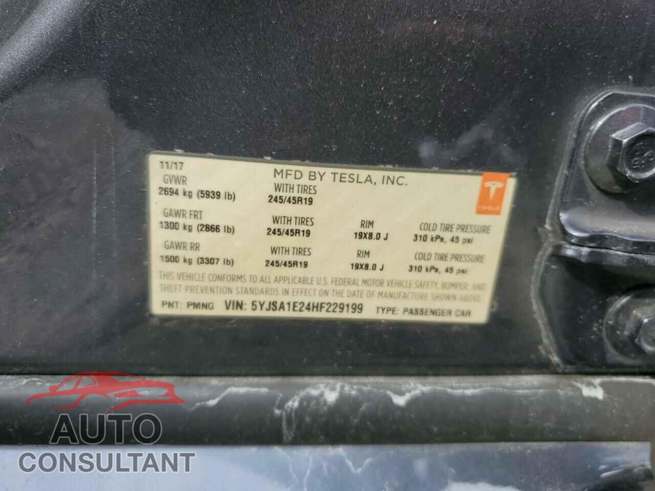 TESLA MODEL S 2017 - 5YJSA1E24HF229199