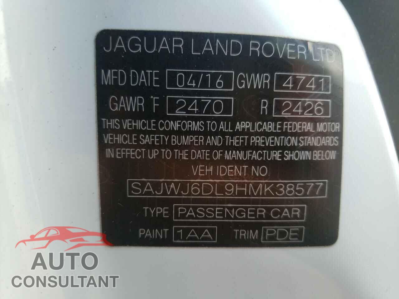 JAGUAR F-TYPE 2017 - SAJWJ6DL9HMK38577