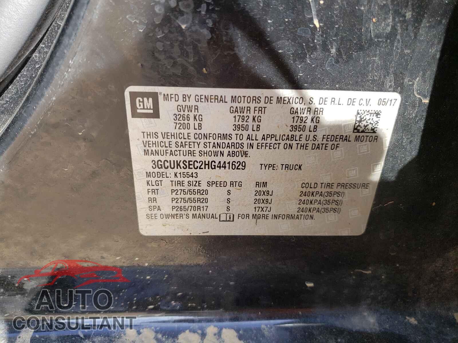 CHEVROLET SILVERADO 2017 - 3GCUKSEC2HG441629