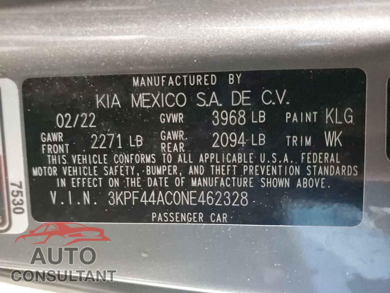 KIA FORTE 2022 - 3KPF44AC0NE462328