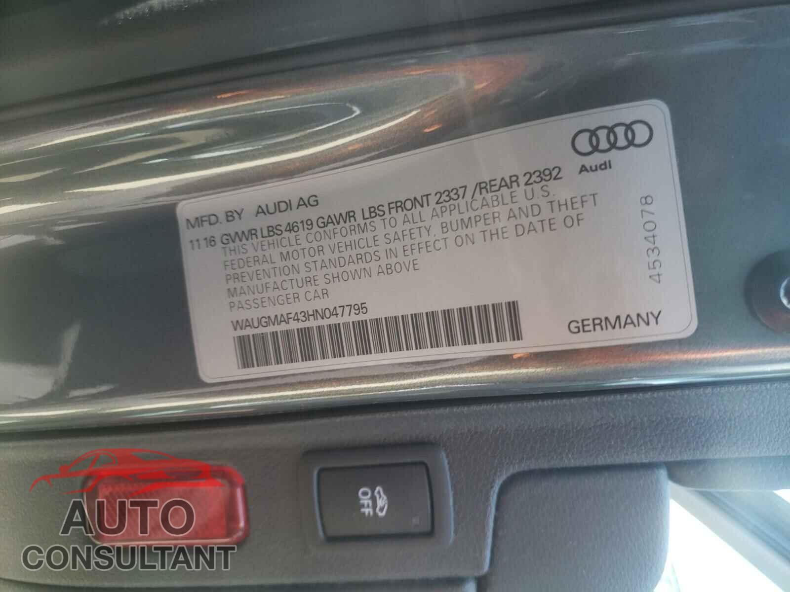 AUDI A4 2017 - WAUGMAF43HN047795