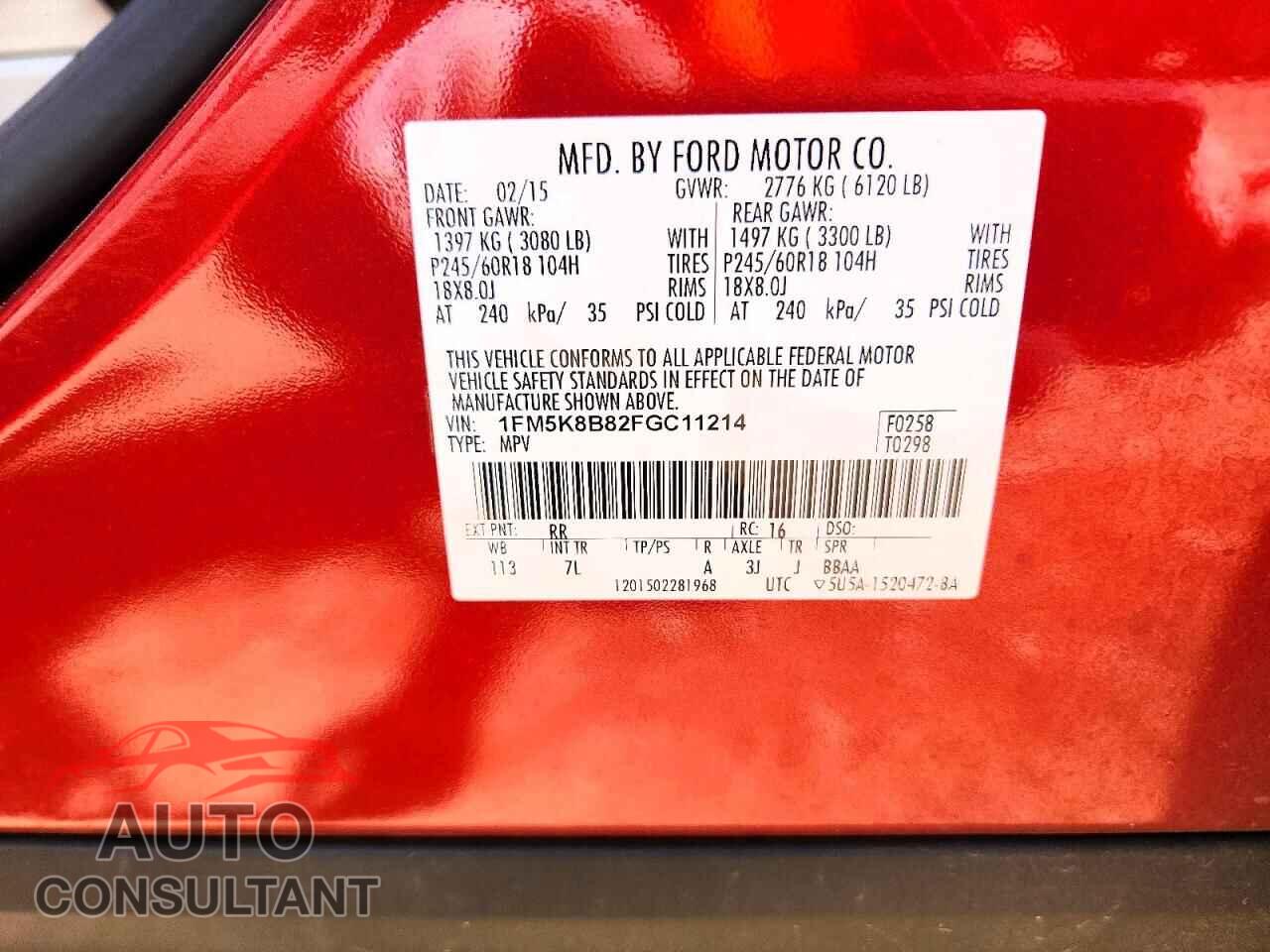 FORD EXPLORER 2015 - 1FM5K8B82FGC11214
