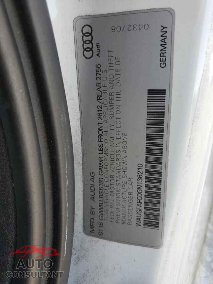 AUDI A6 2016 - WAUGFAFC0GN136210
