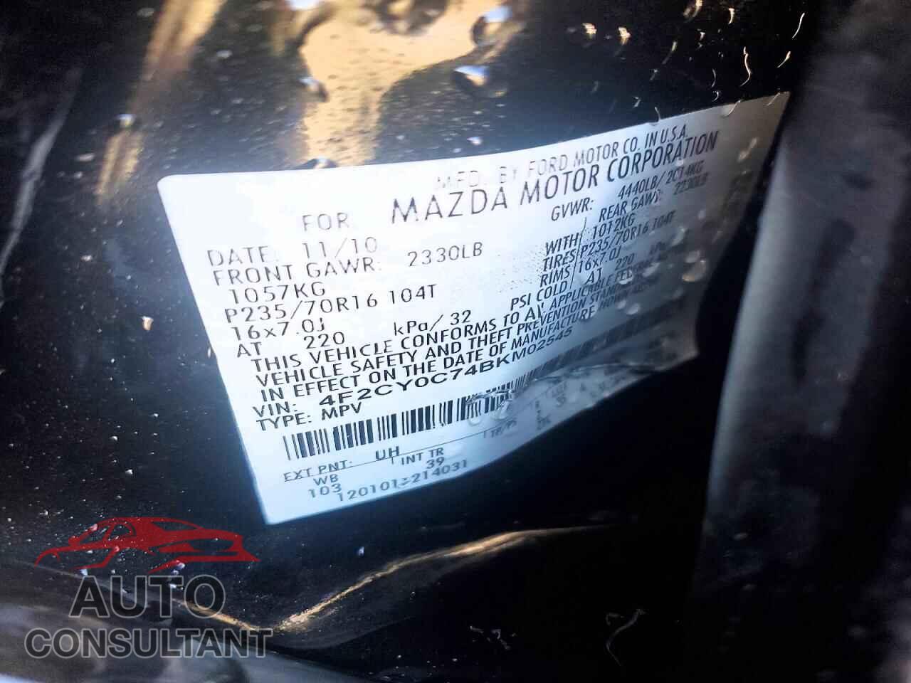MAZDA TRIBUTE 2011 - 4F2CY0C74BKM02545