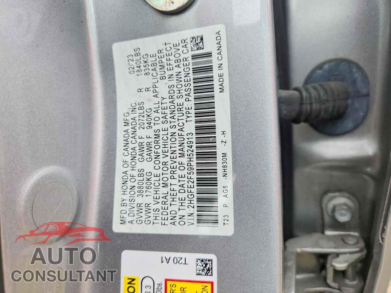 HONDA CIVIC 2023 - 2HGFE2F59PH524913
