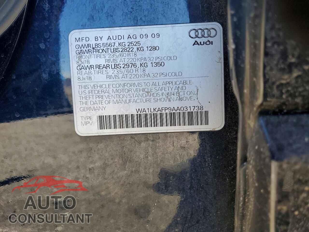 AUDI Q5 2010 - WA1LKAFP9AA031738