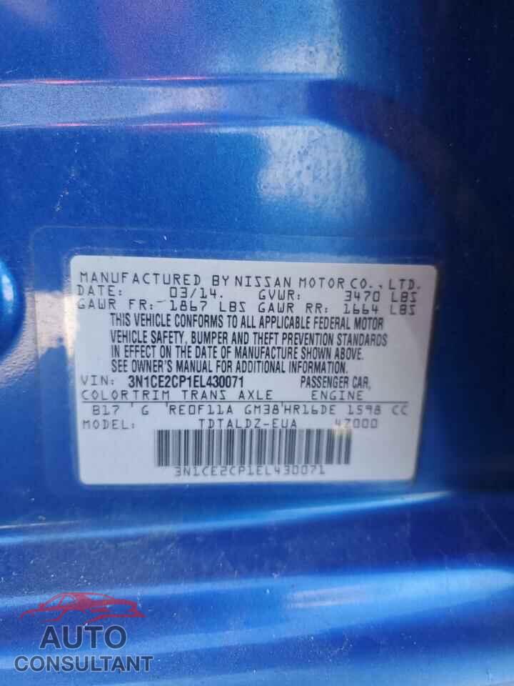NISSAN VERSA 2014 - 3N1CE2CP1EL430071