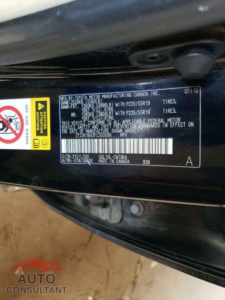LEXUS RX350 2015 - 2T2ZK1BA3FC200099