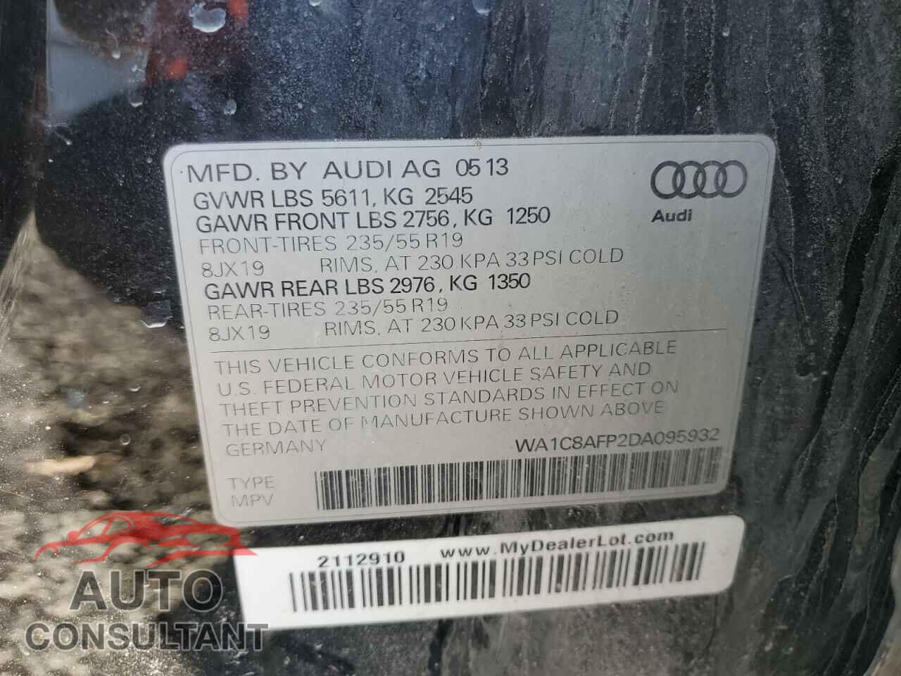 AUDI Q5 2013 - WA1C8AFP2DA095932