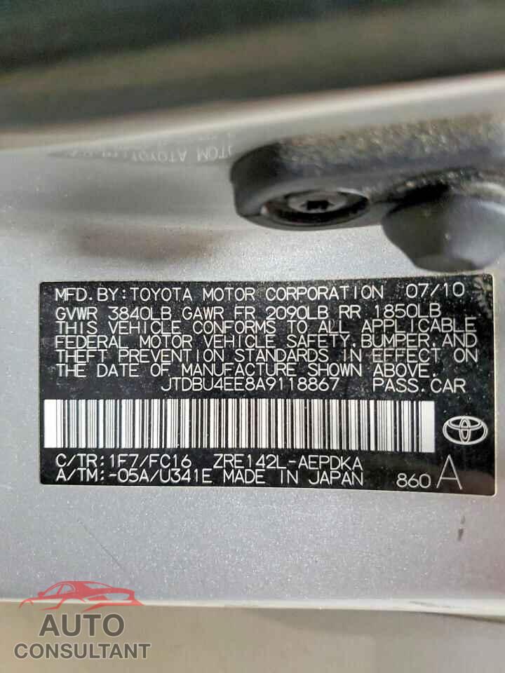 TOYOTA COROLLA 2010 - JTDBU4EE8A9118867