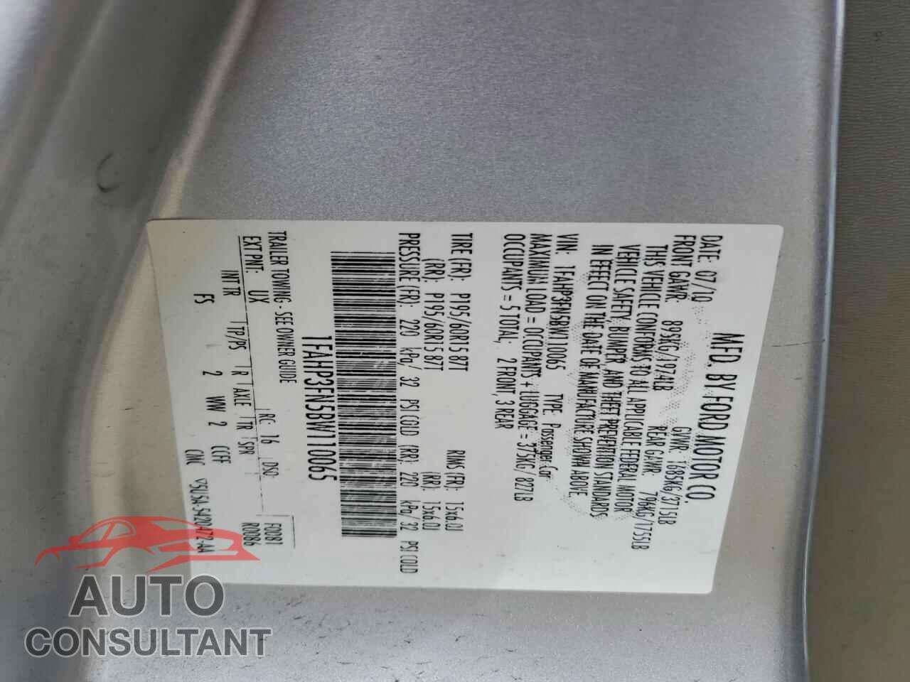 FORD FOCUS 2011 - 1FAHP3FN5BW110065