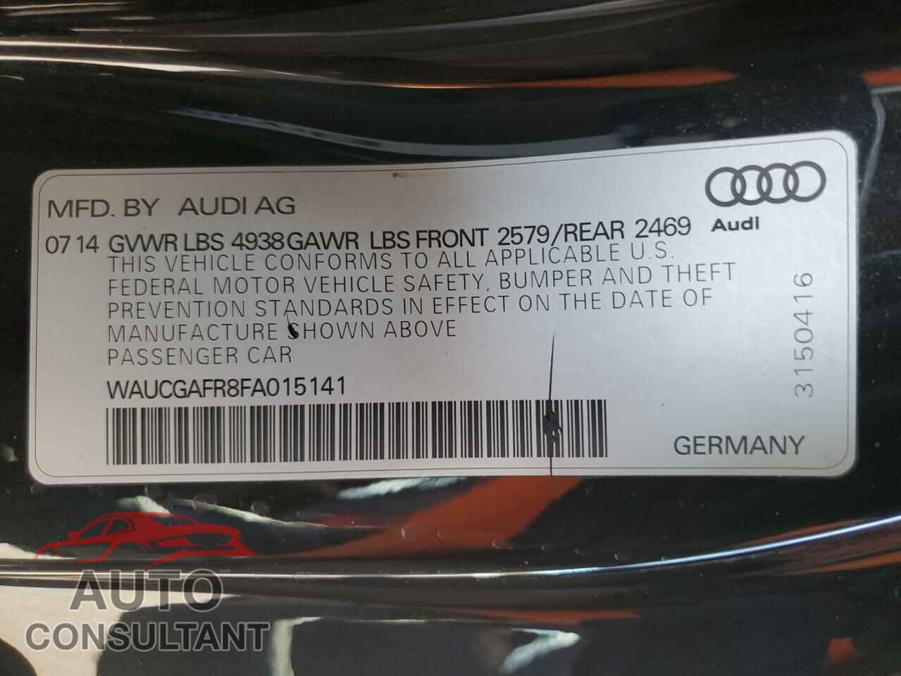 AUDI S5/RS5 2015 - WAUCGAFR8FA015141
