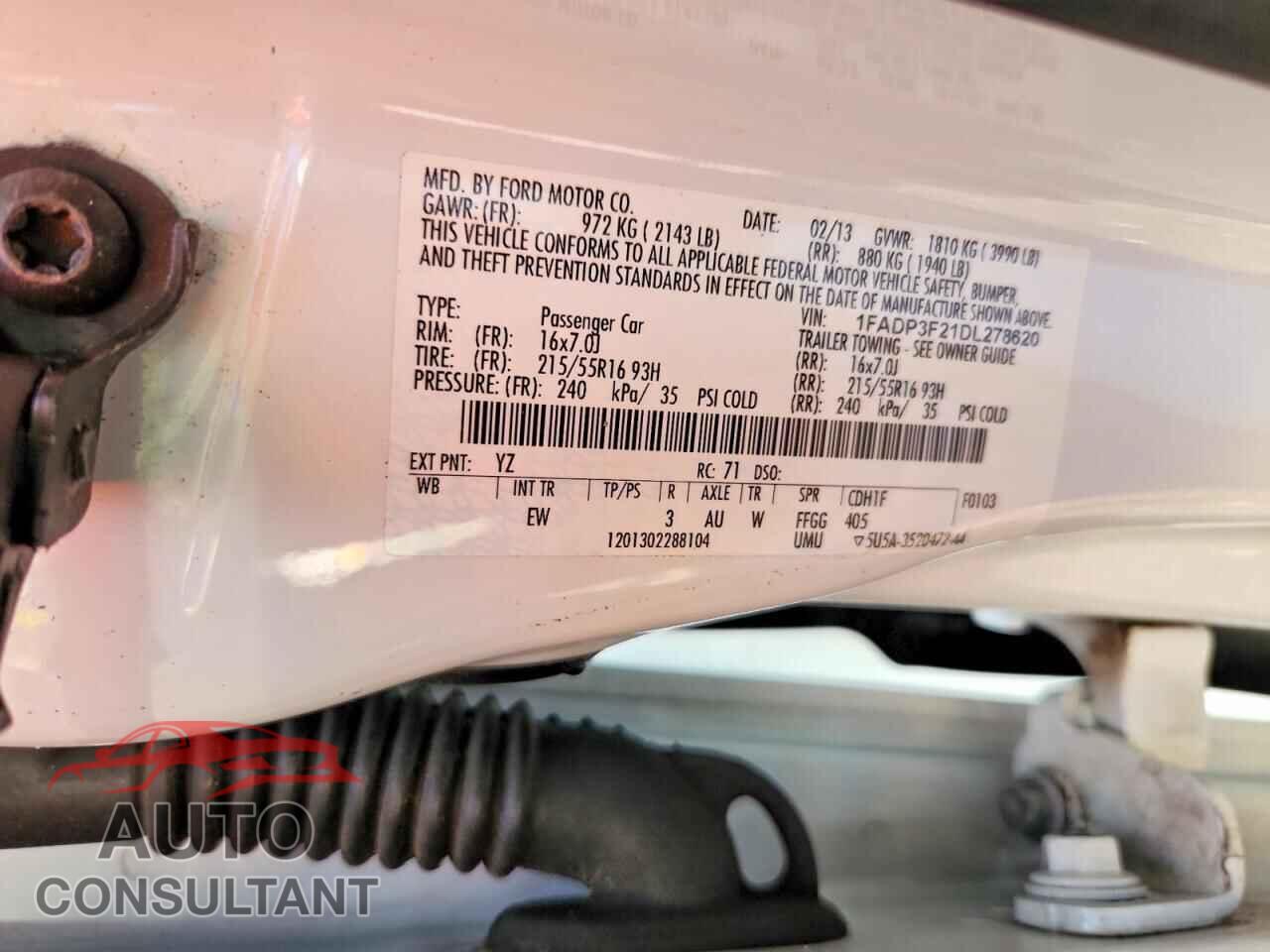 FORD FOCUS 2013 - 1FADP3F21DL278620