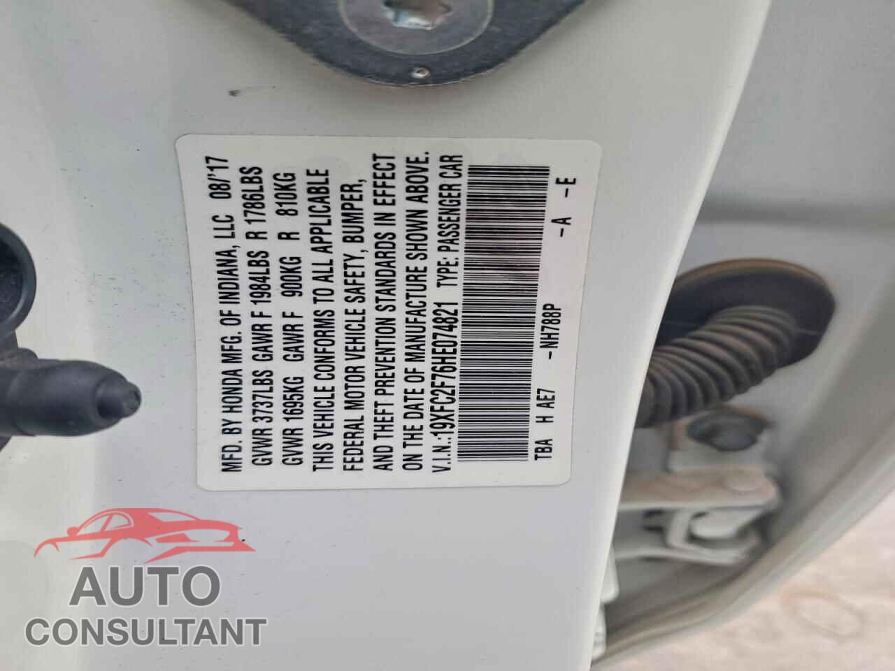 HONDA CIVIC 2017 - 19XFC2F76HE074821