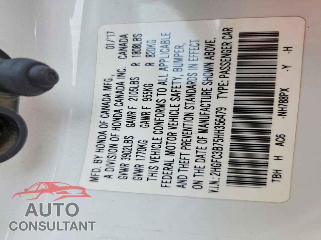 HONDA CIVIC 2017 - 2HGFC3B75HH356479