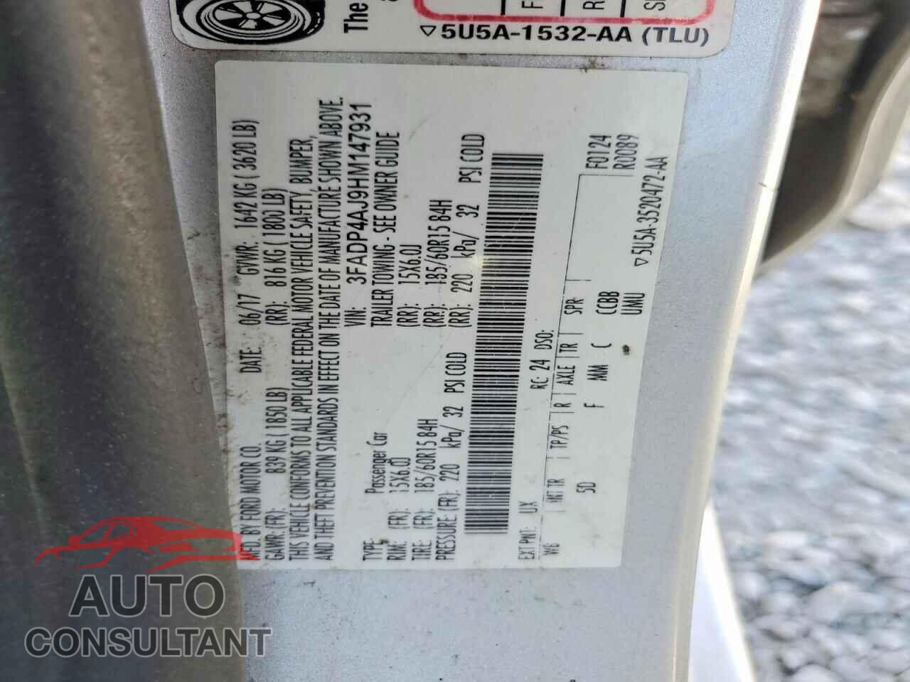 FORD FIESTA 2017 - 3FADP4AJ9HM147931