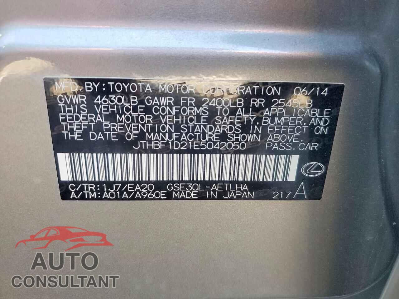 LEXUS IS 2014 - JTHBF1D21E5042050