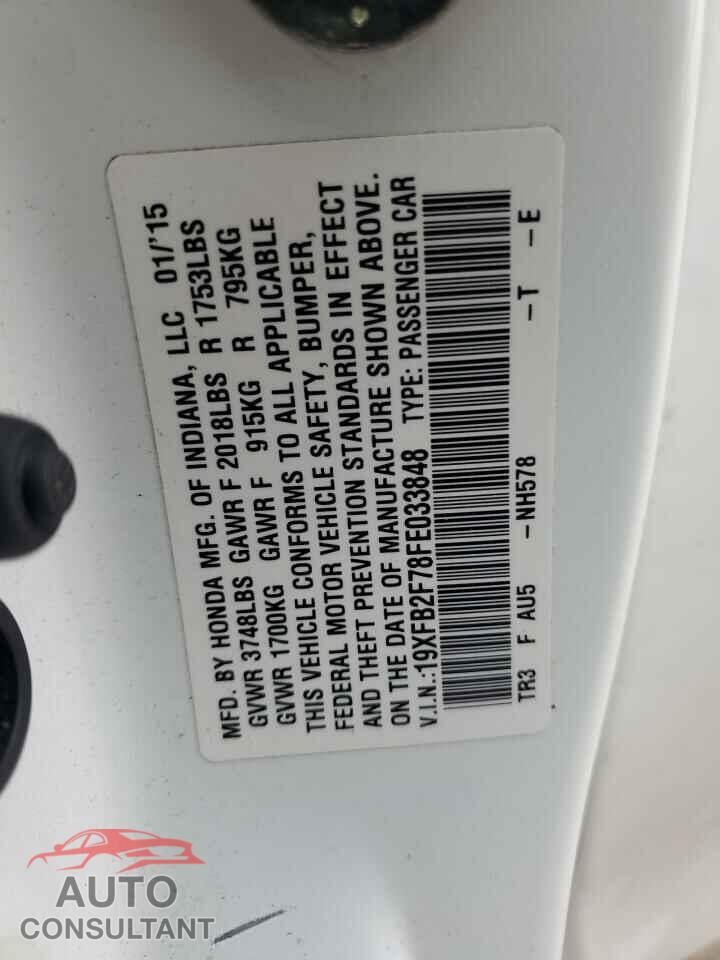 HONDA CIVIC 2015 - 19XFB2F78FE033848